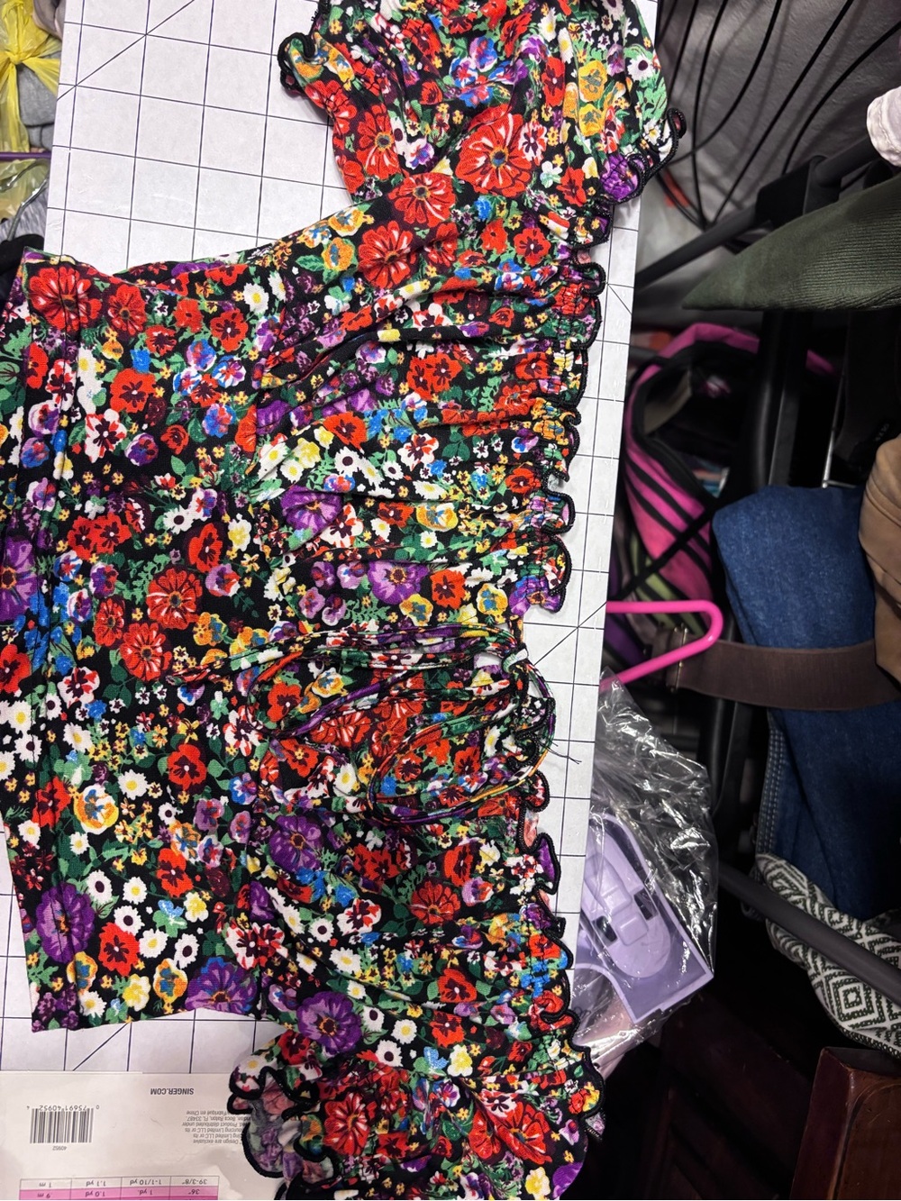 Colorful, very vibrant off the shoulder top